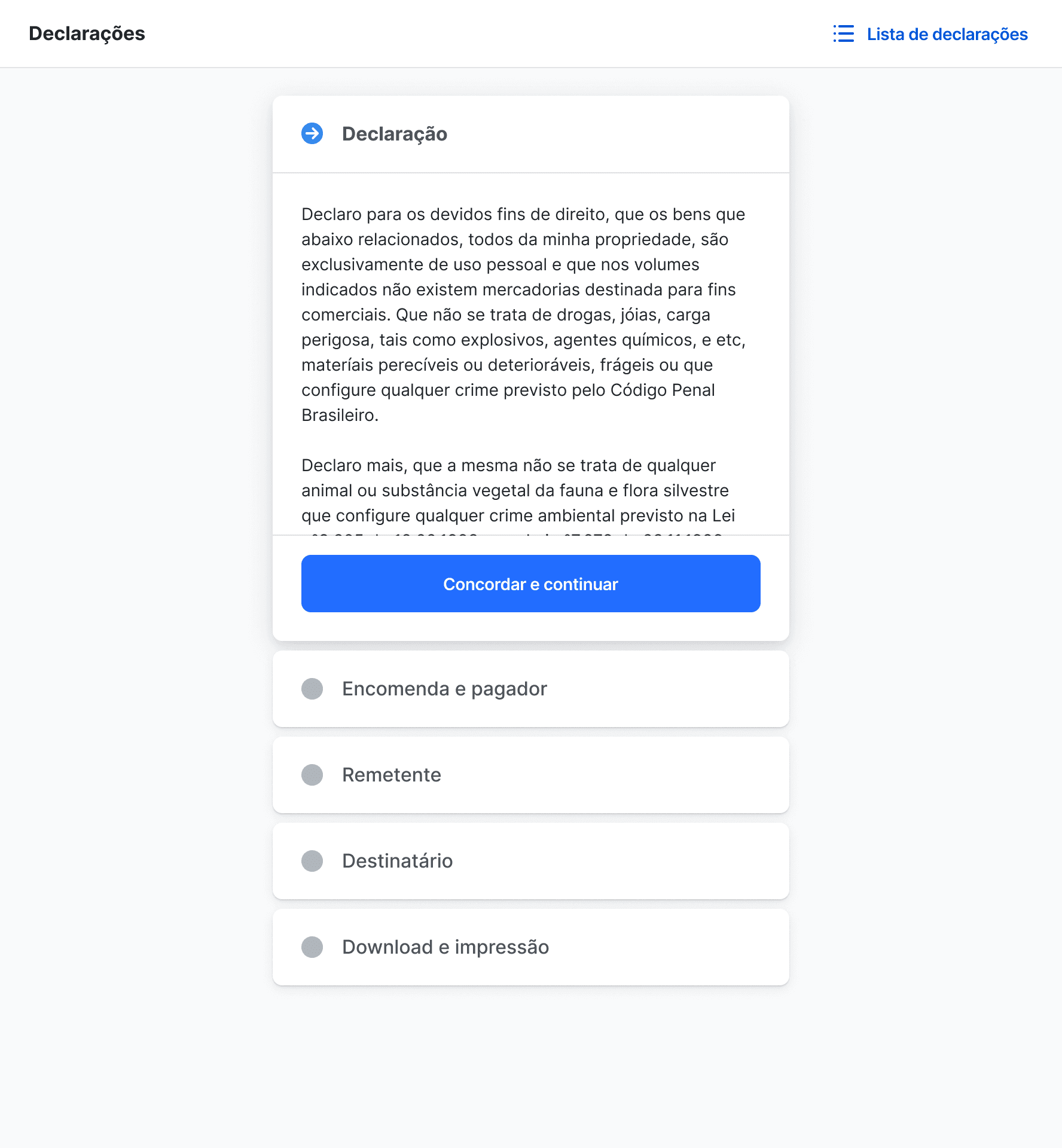 Declarações